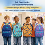 SUPRANICE 24-Pack 17" Elementary Bulk Backpacks for School, Bulk Printed Bookbags for Boys and Girls Ages 5-11, Assorted Prints for School Drives, Donations, and Giveaways