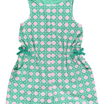 RuffleButts Girls Terry Cover-Up Romper - Pink Coastal Cane, 2T