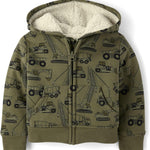 And Toddler Long Sleeve, Sherpa Lined, Zip-front Hoodie Sweatshirt