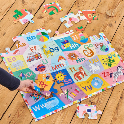 eeBoo 36 Piece Giant Floor Puzzle - Alphabet Children's Puzzle ABC & Animal Themed, Large Pieces for Small Hands to Develop Motor Skills