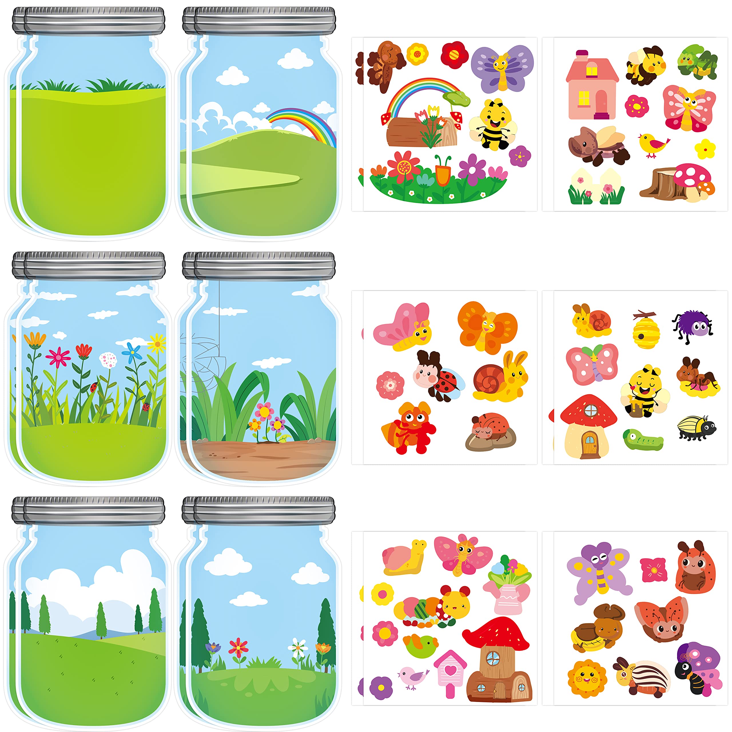 CY2SIDE Summer Beach Stickers - 12PCS Summer Drifting Bottles Sticker Art Craft for Kid Make Your Own Beach Sticker Scene with Pineapple Flamingo DIY Hawaii Party Game Class Fun Activities