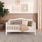 Dream On Me Austin Toddler Day Bed with Rails in White, Low to Floor Toddler Day Bed, Greenguard Gold & Baby Safety Alliance Certified, Non-Toxic Finishes, Side Safety Guard Rail