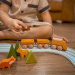 PlanToys® Cargo Train Wooden Montessori Vehicle Toy | Early Movement, Imagination and Practical Life Exploration | Eco Friendly Train Set with Cargo Blocks for Meaningful Play