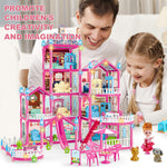 OCTERIC Doll House for Girls ,10 Rooms Pink Doll House with Dolls Figure, Puppies ,Furnitures, Accessories, LED Light, Toddler Playhouse Gift for for 3 4 5 6 7 8 9 10 Year Old Girls Toys