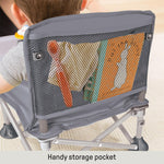 Summer by Bright Starts Pop 'N Sit Portable Booster Chair, Floor Seat, Indoor/Outdoor Use, Compact Fold, Grey, 6 Mos - 3 Yrs