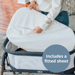 Chicco LullaGlide 3-in-1 Stationary, Gliding, and Portable Baby Bassinet, Waterproof Mattress and Fitted Sheet, Travel Bassinet for Baby Includes Carry Bag, Luna/Grey