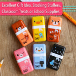 Mr. Pen- Eraser with Cover and Roller, 6 Pack, Animal Theme, Cute Erasers for Kids