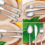HaWare 12-Piece Toddler Kids Silverware Set, Stainless Steel Hammered Flatware Cutlery, Children Tableware Includes 4 Spoons&Forks&Butter Knives, Ideal for Preschooler, Dishwasher Safe