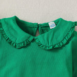 Magic Park 12M-6Y Baby Girl Long Sleeve Blouse Toddler Ruffle T-Shirt Kid Solid Color Tee Casual Tops Winter Clothes (12 Months, Long Green)