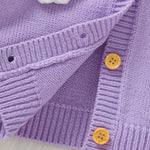 Toddler Baby Girl Sweater Floral Cardigan Knit Long Sleeve Coat Cute Fall Winter Outfits Clothes Infant Newborn (Purple, 6-9 Months)