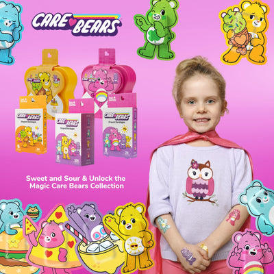 BioSwiss Care Bears Bandages, Unlock The Magic Care Bear Shaped Self Adhesive Bandage, Latex Free Sterile Wound Care, Fun First Aid Kit Supplies for Kids, 24 Count