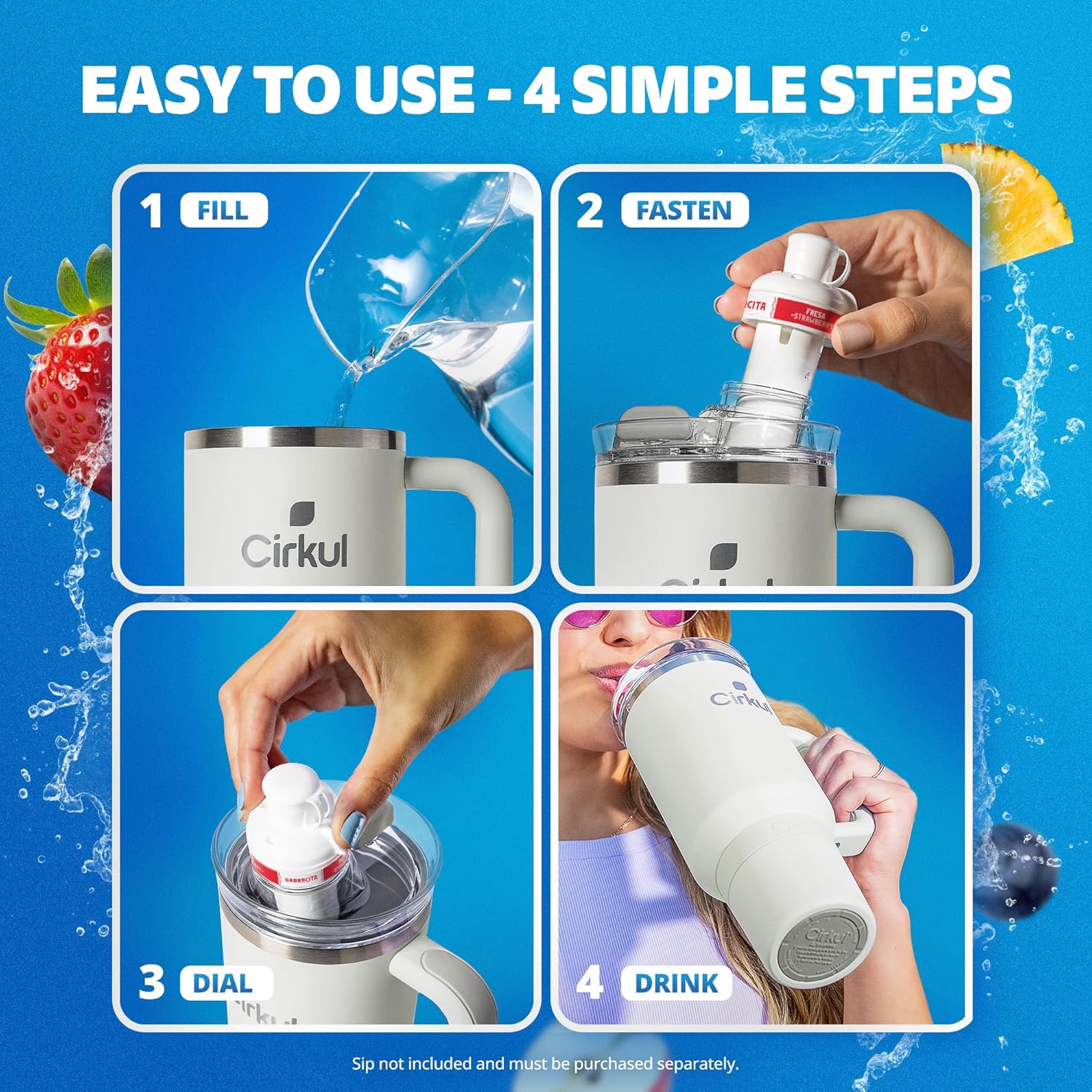 Cirkul Light Gray All-Day StrawSip™ Tumbler - 40oz Gray Stainless Steel Tumbler, Flavor Cartridges Not Included