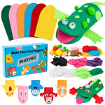 WATINC 6Pcs Hand Puppet Making Kit, Art Craft Felt Sock Puppet Toys, Creative DIY Make Your Own Pompoms Wiggle Googly Eyes Storytelling Role Play Party Supplies Gift for Girls Boys (Animals)