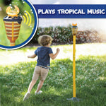 Tiki Torch Bubbler - Bubble Machine with Lights and Music, Bubble Blower and Wand, Rechargable Outdoor Toy for Kids Teens Adults, 4 Feet Tall, Includes 4oz Bubble Solution