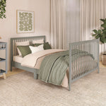 Dream On Me Hygge 5-in-1 Convertible Full-Size Baby Crib in Sea Grass & Vintage Oak, GreenGuard Gold & BSA, Converts to Toddler, Day & Full-Size Bed, Adjustable Mattress Heights, Modern Nursery