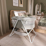 Dream On Me Karley Bassinet, Award Winner Lightweight Travel Baby Bassinet, Foldable Bedside Sleeper, Adjustable Double Canopy, Spacious Design, Soft Fabric, Storage Basket – Cool Gray