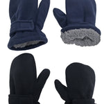 N'Ice Caps Baby Toddler Mittens Kids 2 Pairs Fleece Gloves Winter Warm Sherpa Lined Pack (Black/Navy Pack, 2-3 Years)
