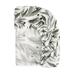 Babyletto 100% Organic Cotton Crib Sheet, GOTS-Certified, Fitted 360°, Ultra-Soft and Breathable Muslin - Olive Branches