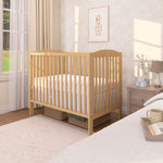 Dream On Me Full-Size 2-in-1 Folding Baby Crib in Natural, GreenGuard Gold & BSA, Portable, Patented Quick Folding System, Strong Wheels, 2 Adjustable Mattress Heights
