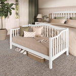Dream On Me Austin Toddler Day Bed with Rails in White, Low to Floor Toddler Day Bed, Greenguard Gold & Baby Safety Alliance Certified, Non-Toxic Finishes, Side Safety Guard Rail