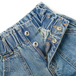 KIDSCOOL SPACE Baby Girls Jeans,Toddler Elastic Waist with D-Ring Slant Pockets Wide-Leg Denim Pants,Light Blue,9-12 Months