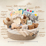 30 Piece Baby Gift Basket – Luxury Curated Baby Girl Gift Basket for Newborn, Premium All-in-One Baby Shower Gift Set, Essentials with Keepsakes for First Visit (Khaki)