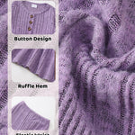 Kucnuzki 3T 4T Little Girls Clothes Two Piece Outfits Long Sleeve Purple Shirt Baby Girl Sweatshirt Peplum Top Plain Knit Casual Leggings Pants Toddler Outfit