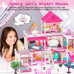 Princess'Castle House for Girls, Dollhouse Playset, 3-Story 8 Rooms Playhouse with 2 Dolls Toy Figures and Furniture & Accessories, Toy Gifts for Kids 3 4 5 6 7 8 9+ Year Old