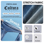CULTURA Baby Boys Toddler Jeans, Elastic Waist Slim Wash Basic Stretch Denim Pants Jeans for Boys, Light Blue - Stretch Denim, 2T
