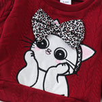 Kucnuzki 2T 3T Girl Clothes Fall Winter Sweatsuit Soft Top Red Pullover Sweatshirt Long Casual Pants Toddler Little Girl Clothes Two Piece Outfits
