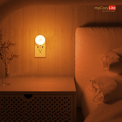 myCozyLite Night Lights Plug into Wall, Amber LED, 2 Pack, Motion Sensor Night Light, Automatic Motion Activated Light Indoor, for Bathroom, Bedroom, Kitchen, Hallway, Stairway, Kids, Adults