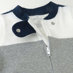 HonestBaby Sleep & Play Footed One-Piece Pajama Sleeper 100% Organic Cotton, Baby Boys, Jumbo Stripe Navy, Newborn