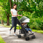 Jeep PowerGlyde Stroller by Delta Children Lightweight Travel Stroller with Smoothest Ride & Compact Fold, 3-Position Recline, Extra Large Storage Basket, Olive Green