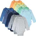 HonestBaby 10-Pack Long Sleeve Bodysuits One-piece 100% Organic Cotton for Infant Baby Boys, Girls, Unisex