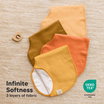 KeaBabies 4-Pack Baby Burp Cloths Baby Girl, Boy - Organic Cotton Burp Cloth, Extra Large, Absorbent, Soft Burping Cloths & Bibs Set for Babies, Newborn Burp Clothes, Thick Burp Rags (Phase)