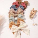 Doboi 8PCS Baby Girls Hair Clips Fable Hair Bows Cotton Linen Bows for Girls Hair Accessories for Baby Toddlers Kids （Includes Beige Cutout Hair Clip）