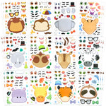 JOYIN 36PCS 9"x6" Make a face Stickers for Kids, Make Your Own Safari Animal Stickers, Jungle Party Favors Kids Crafts, Goodie Bags Stuffers, Classroom Rewards