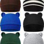 6 Pieces Newborn Baby Hat Bear Ears Infant Caps Baby Boy Girl Toddler Hats Infant Beanie Caps for 0-3 Months (Classic, Black White, Black, Gray, Brown, Royal Blue, Dark Green)