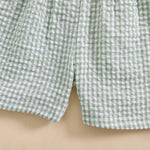 Kids Toddler Boys Girls Gingham Shorts Elastic Waist Plaid Loose Baggy Boxer Casual Summer Beach Bottoms (Green, 9-12 Months)
