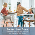 Chicco Stack Hi-Lo 6-in-1 Multi-Use Convertible High Chair, Reclines for Babies and Toddlers, Easy-Clean Baby High Chair Booster Toddler Seat Combo | Sand/Beige