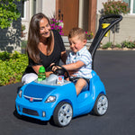 Step2 Whisper Ride II Kids Push Car, Ride-On Car with Seat Belt and Horn, Toddlers and Preschoolers Ages 18 Months–4 Years, Max Weight 50 lbs., Quick Fold Handle, Stroller Alternative, Blue