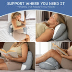 Plus Sized Pregnancy Pillow for Sleeping - Belly, Hip, Back Support for Pregnant Women - Portable Maternity Wedge Pillow for Reducing Pregnancy Fatigue- Adjustable and Washable