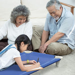 Acrimet Nap Cot for Kids, Portable Toddler Child Bed, Stackable, 52" L (Stainless Steel Tubes) (Blue Breathable Mesh Fabric - Gray Feet) (1 Pack)