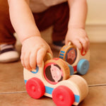 Melissa & Doug GO Tots Wooden Race Cars (2 Cars, 2 Disks) Stacking Toys For Infants, Hand Push Vehicles, Wooden Car Toys For Toddlers Ages 1+ - FSC-Certified