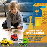 Power Gearz Take Apart Toy with Screwdriver and Screws- 3 Pack Truck Set for Boys and Girls- Fire Truck, Construction Garbage Trucks- Vehicle Set - Building Toys for Kids Ages 3-5