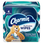 Pack of Charmin flushable wipes with a cartoon bear character on a white background