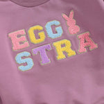 YINGISFITM Toddler Baby Girl Boy Easter Outfit Bunny Shirt Embroidery Long Sleeve Crewneck Sweatshirt Sweater Blouse Top (egg stra purple,12-18 Months)