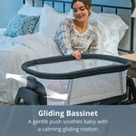 Chicco LullaGlide 3-in-1 Stationary, Gliding, and Portable Baby Bassinet, Waterproof Mattress and Fitted Sheet, Travel Bassinet for Baby Includes Carry Bag, Luna/Grey