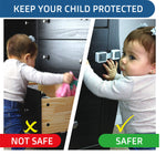 Child Safety Locks (4-Pack) - Baby Proof Cabinets, Drawers, Ovens & Toilets - Adjustable Strap Length, Double Lock Option - Easy Latch for Adults to Open