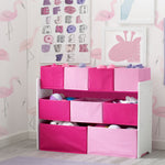 Delta Children Deluxe Multi-Bin Toy Organizer with Storage Bins, White/Pink Bins